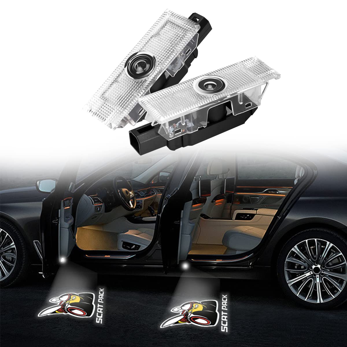 ZXLLO Fit Dodge Challenger Door Light Logo Projector HD Ghost Shadow Welcome Light 2PCS Compatible with 2015-2020 Dodge Challenger Scat Pack RT SRT SXT GT SE-NO16 for Scat Pack Accessories