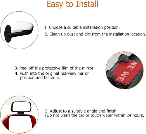 Miniatura 6 de YUENTOEN Espejo de punto ciego, espejo lateral, espejo gran angular, vidrio HD, convexo, rotación de 360 grados, espejo auxiliar trasero para
