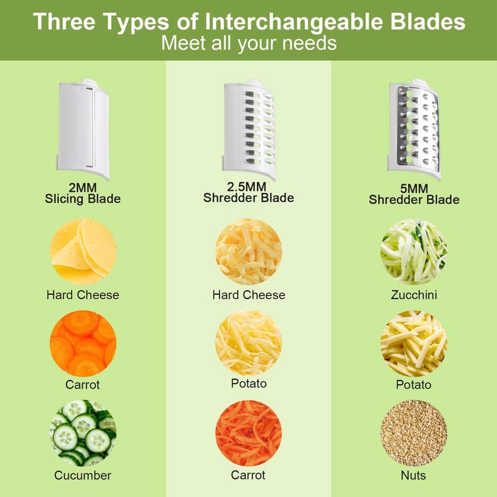 Electric Cheese Grater Detachable Electric Salad Maker for Home Kitchen Vegetable Slicer for Potato Cheeses and Nuts
