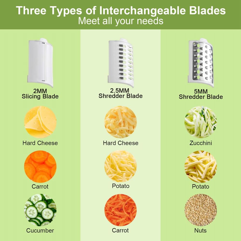 Grattugia Elettrica per Insalata Elettrica Staccabile per la Cucina Domestica, Affettaverdure per, Formaggi e Noci