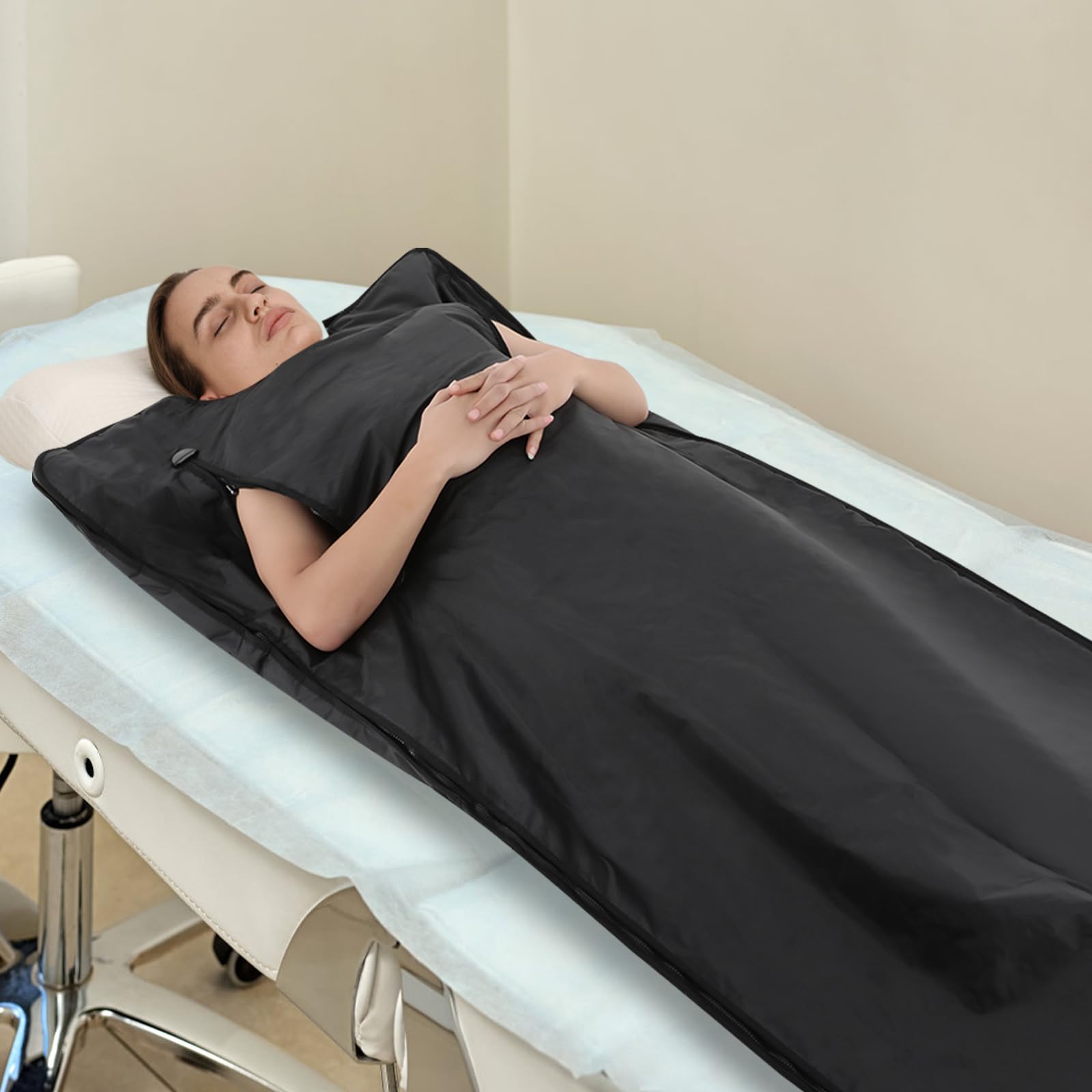 Manta de sauna por infrarrojos de 180 x 160 cm, para el hogar, profesional, terapia de desintoxicación, sauna portátil, con 4 protectores de seguridad para sudoración caliente, relajación,