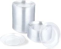 Vista 5 de BATTIPAW 200 platos de plástico transparente para fiestas, platos desechables de plástico duro de 5 pulgadas, platos pequeños de postre/ensalada