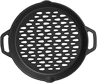 Vista 9 de Cesta para parrilla de hierro fundido de 15 x 12 pulgadas para parrillas al aire libre, bandeja para parrilla de pescado y verduras, bandeja