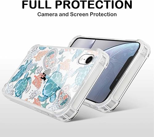 Miniatura 4 de Yomjew Paquete de 2 fundas de teléfono con diseño de tortuga azul para iPhone XR de 6.1 pulgadas, diseño estético de animales de dibujos animados,