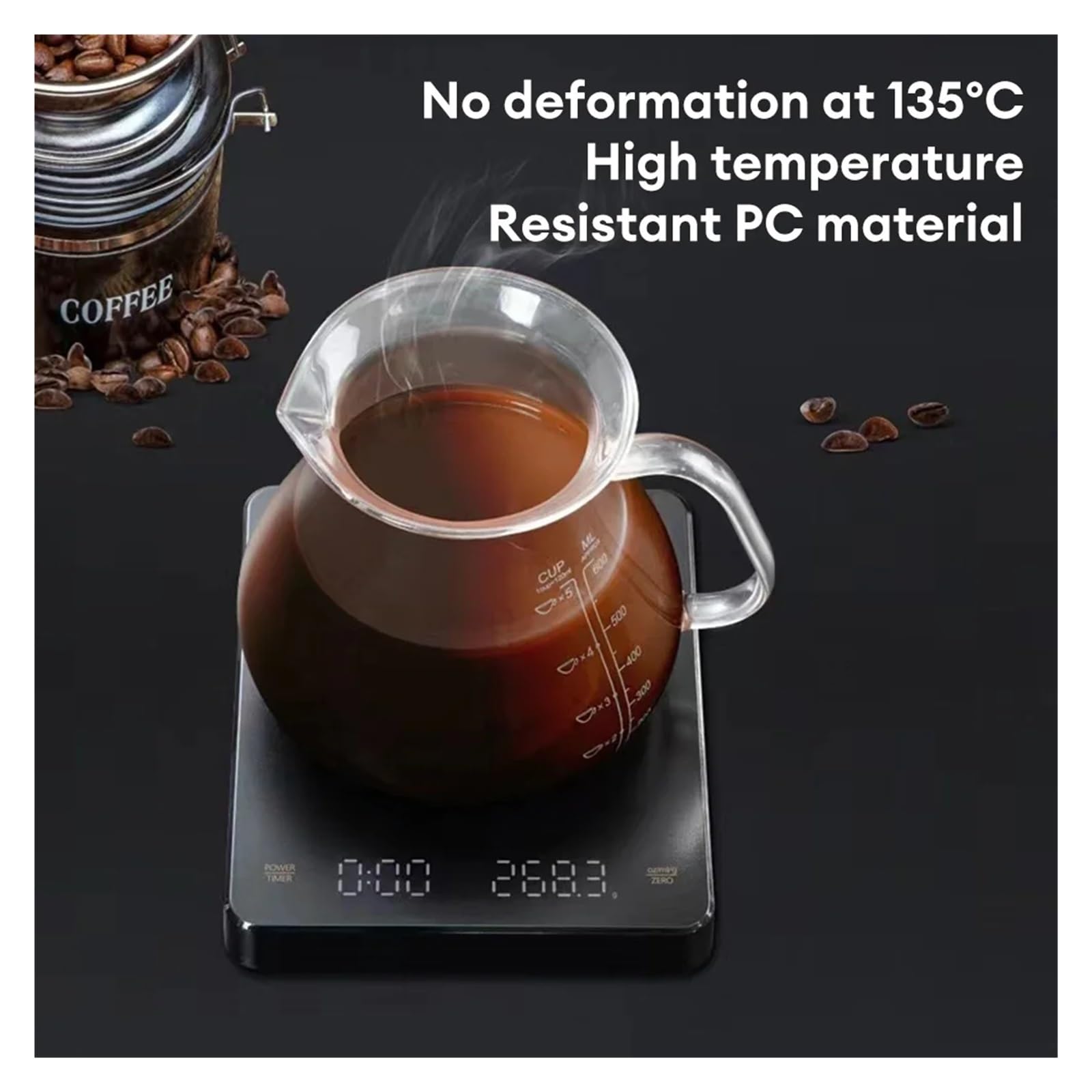 Bilancia Elettronica per caffè con Timer, Schermo LED, USB, 3 kg, 0,1 g, G/oz/ml, Misure ad Alta precisione, Timer Automatico, Bilancia da Cucina Intelligente