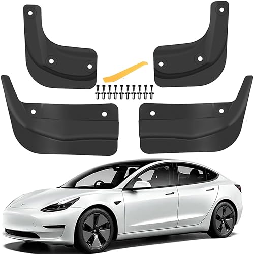 Tesla Model 3 - Aletas de barro para el modelo 3 2024, protectores de lodo flexibles mejorados, sin perforacióncinta, protectores contra
