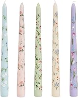 Sungmor Floral Taper Candlesticks: Handcrafted 10" Scented Soy Wax Candles, 5-Pack Long-Burning Decorative for Holidays, Parties & Weddings