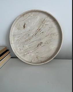 Large round concrete display tray, decorative tray, living room tray, stone tray, trinket dish tray, scandi style, marble tray, table tray (Large 30cm, Dark grey)
