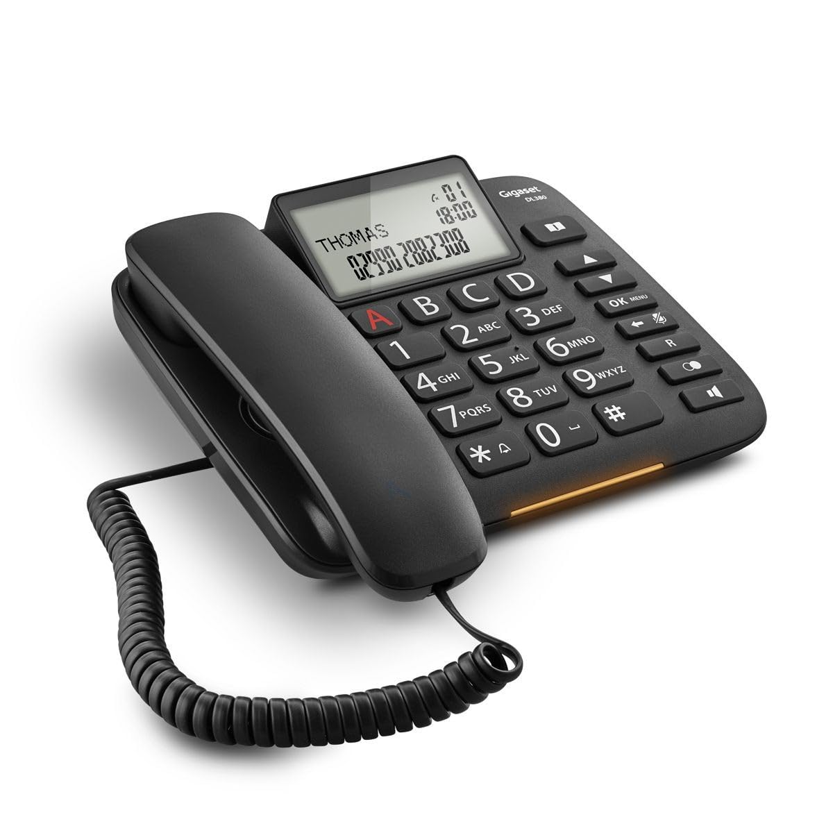 Gigaset DL380・Telefon mit Schnur・Schwarz (S30350-S217-C101)