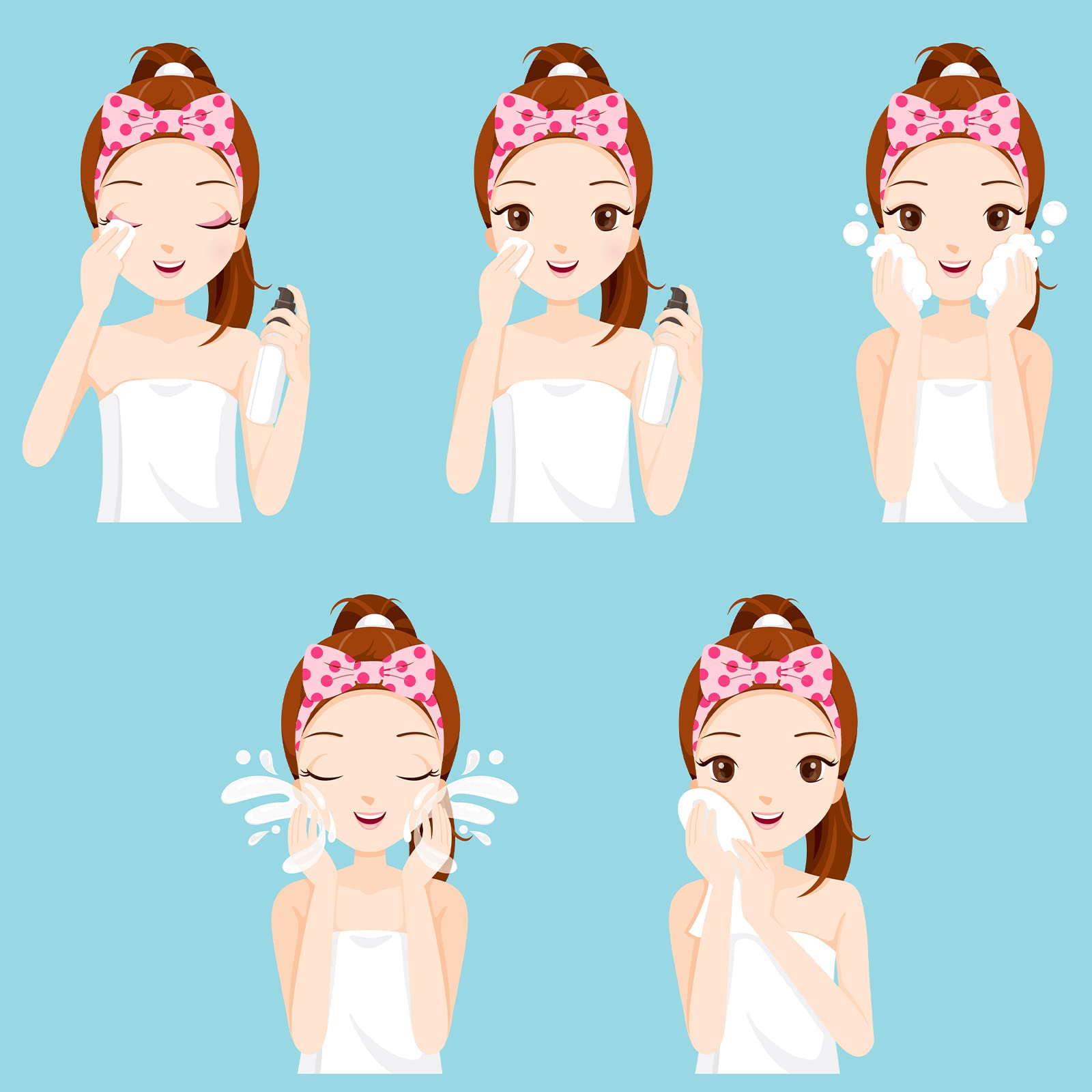 24 fasce per capelli per trucco del viso spa fascia per capelli con fiocco sfuso fascia per capelli in peluche soffice per le donne lavaggio viso spa doccia (stile elegante)