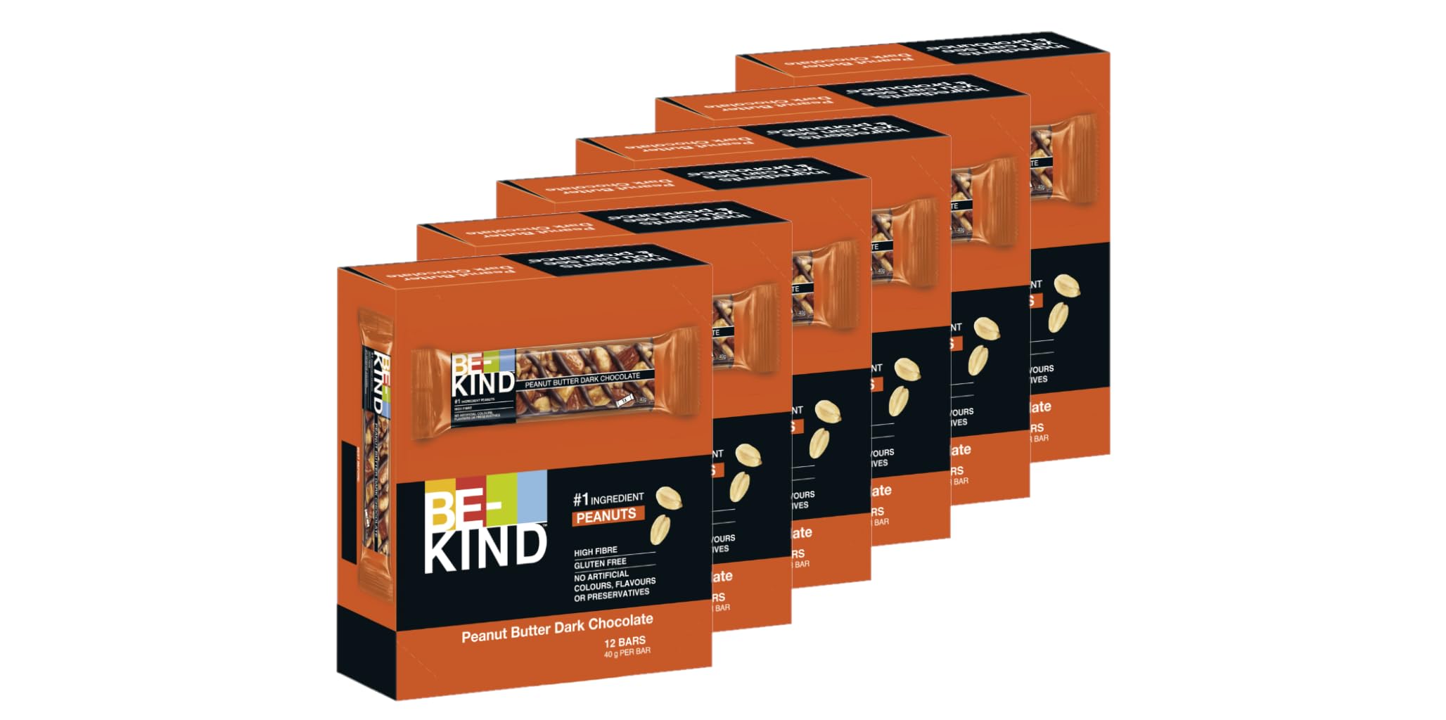 BE-KIND Peanut Butter Dark Chocolate 6x12x40g I Nussriegel I Schokoriegel I Erdnussbutter I Glutenfrei