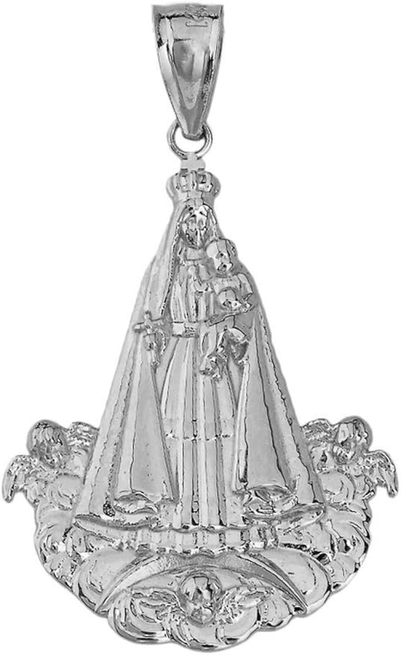 Miniatura 2 de Collar con colgante de plata de ley 925 con diseño de Nuestra Señora de la Caridad del Cobre (mediano)