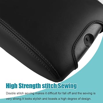 LEXLEY Center Console Pad Armrest Box Cover Waterproof Anti-Scratch Leather Protector Covers For Jeep 2011-2017 Wrangler JK-Black Stitches