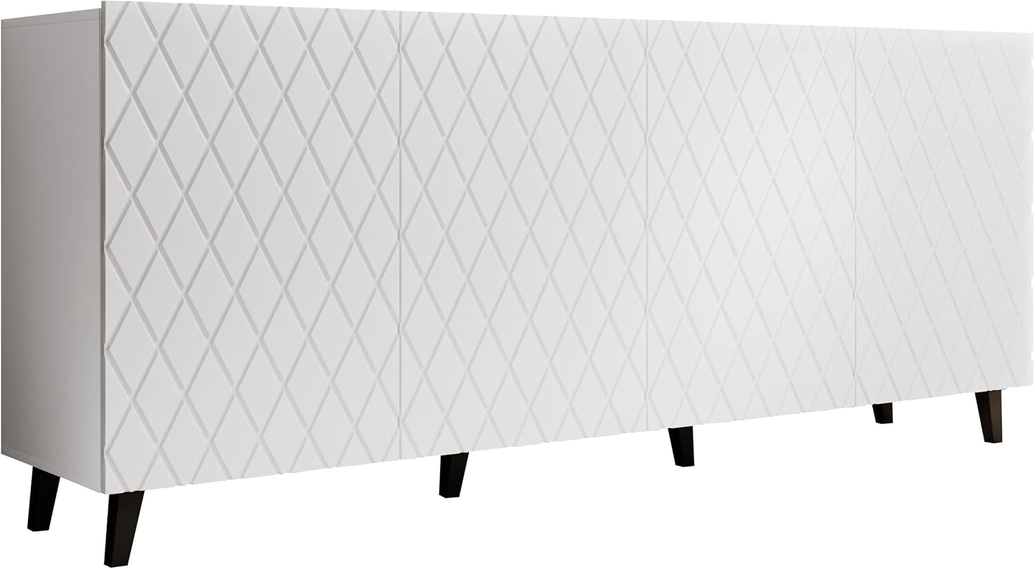 Home4You Kommode Highboard Weiß - 2 Türen Mit 3 Einlegeböden Mehrzweckschrank