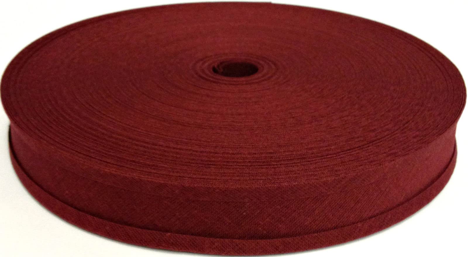100% Cotton Bias Binding Tape 5m, Double Folded 50 Metre Roll, 1 Inch 25mm Wide, Edging for Sewing, Bunting, Upholstery, Furniture, Piping & Garments (Wine 6359)