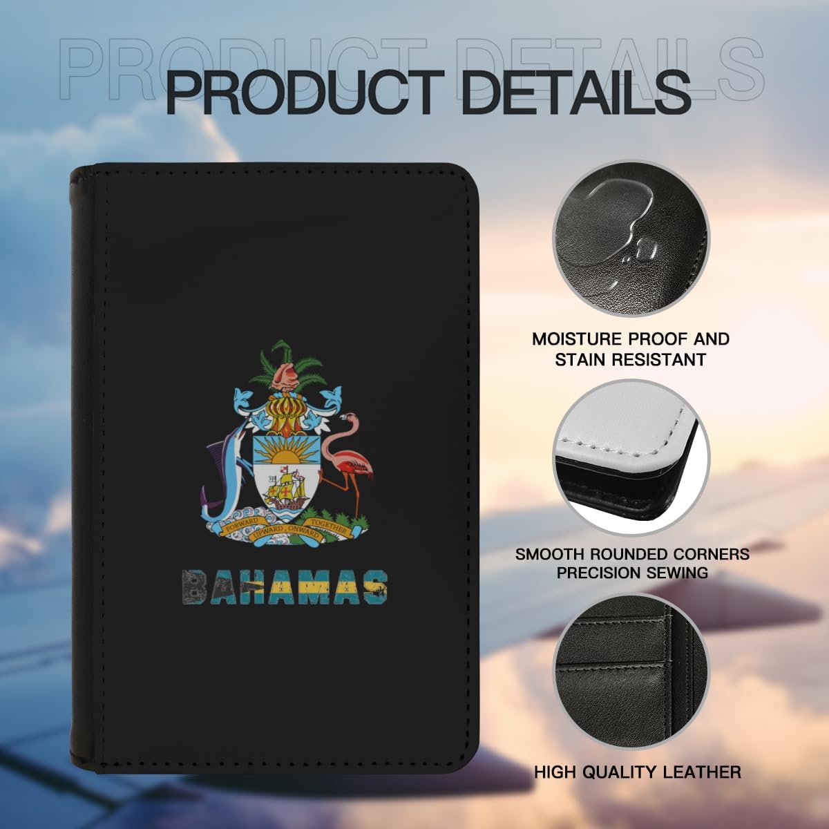 Coat of Arms of Bahamas Bahamian Passport Holder Cover Wallet Case Novelty PU Leather with Card Slot Travel Accessories Protector for Women Men