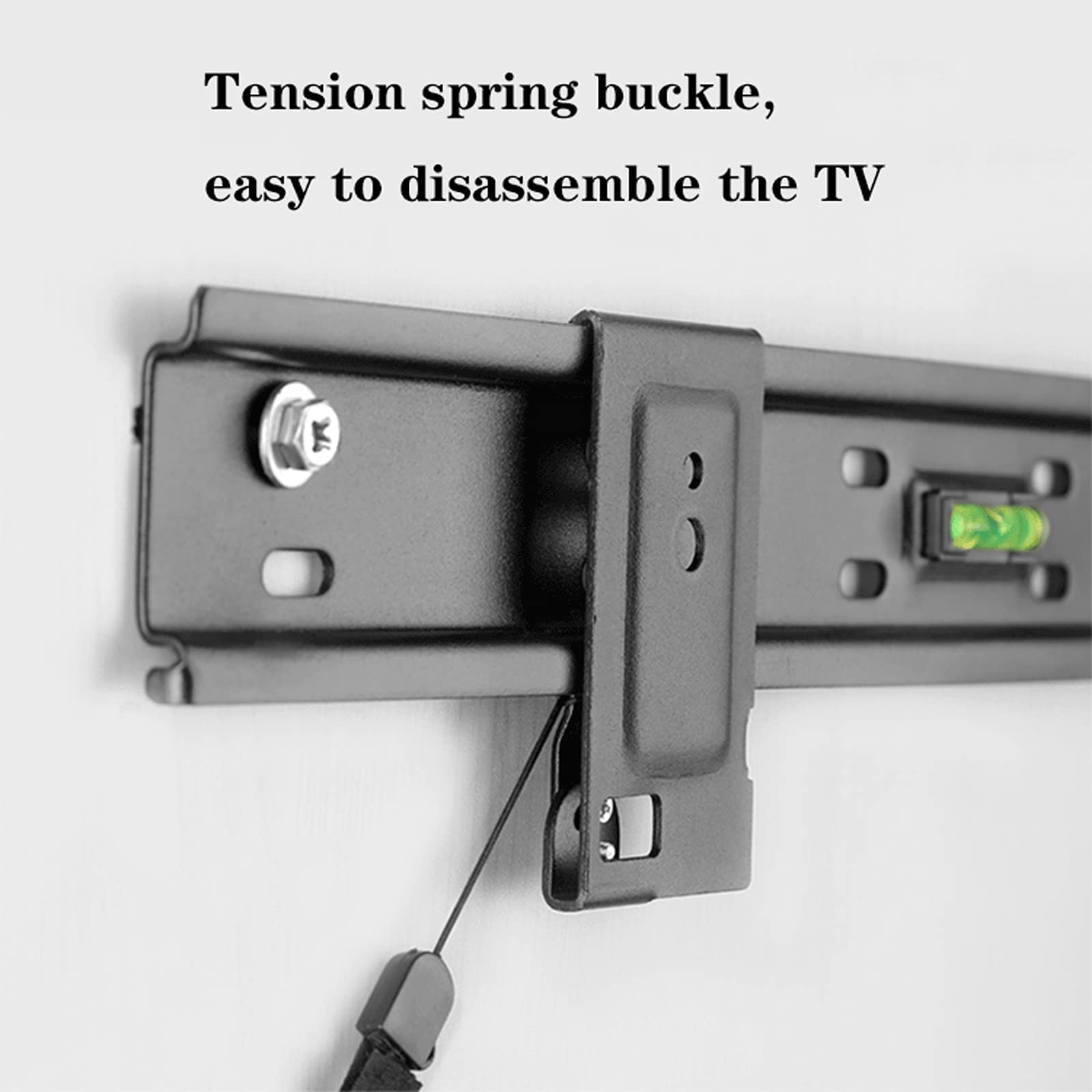 tv Stand Staffa TV a parete TV a basso profilo Staffa TV con serratura a scatto con cordoncino, Livello di spirito integrato 32 "-60" Mount TV universale, Tiene fino a 110 libbre .per casa, ufficio