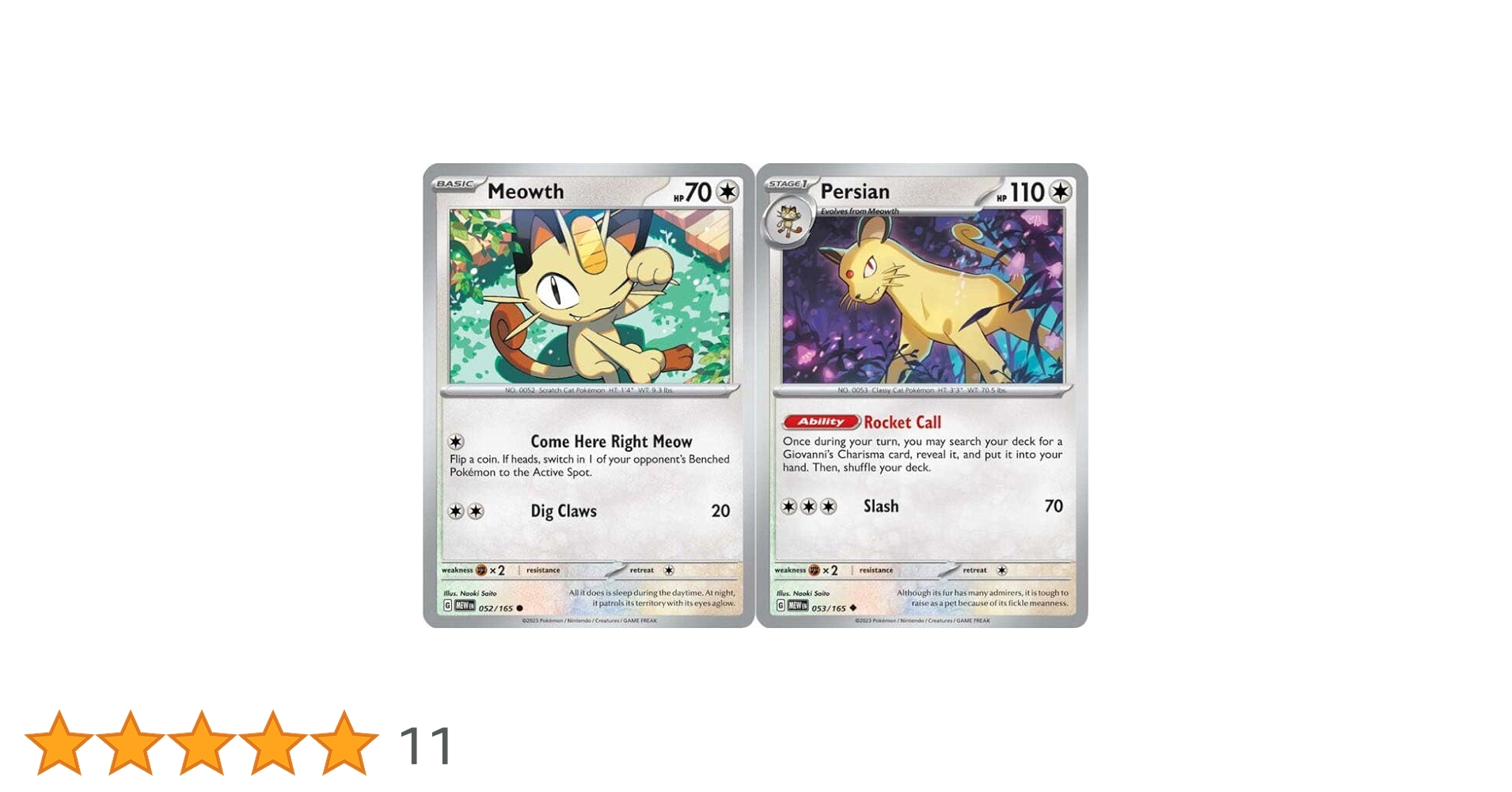Persian 053/165 & Meowth - Pokemon 151 - Evolution 2 Card