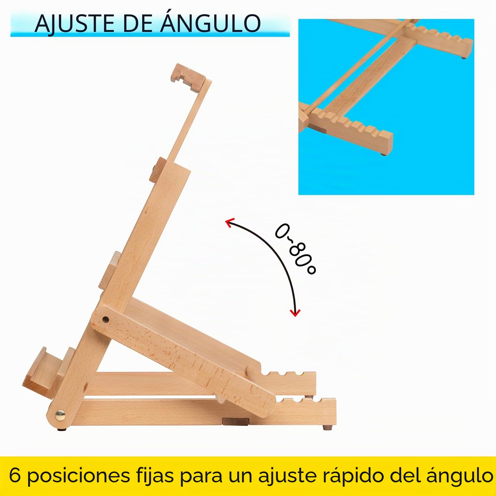 MEEDEN Caballete de mesa con marco en H de alta resistencia: caballete de escritorio ajustable para pintar - Caballete portátil de madera de haya para artistas, sostiene lienzo de hasta 20 pulgadas de