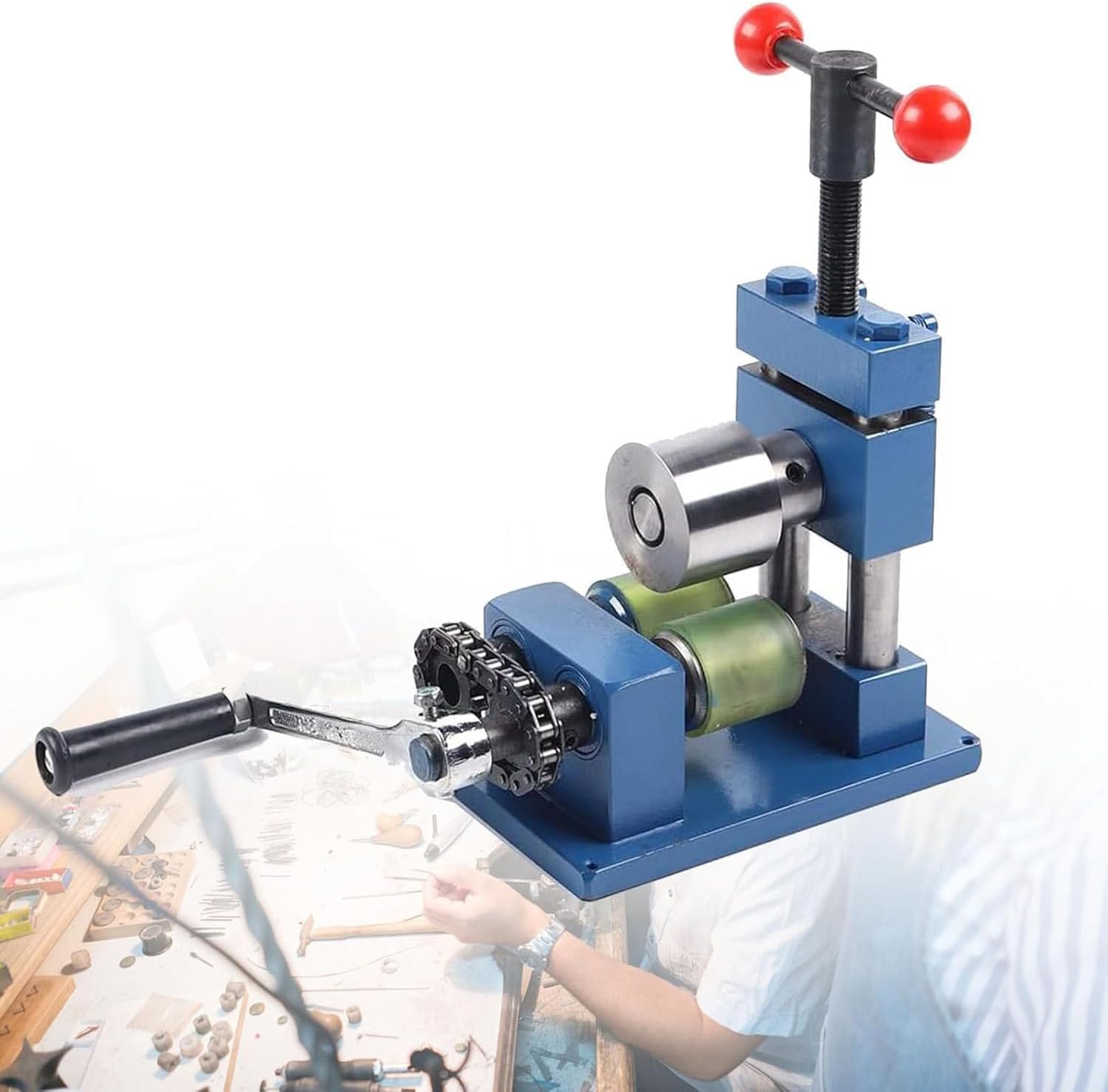 XCSCUK Jewelry Bending Machine, Iron Tool Steel Rolling Mill,with Interchangeable Rollers,for Rings and Bracelets,Craft Jewelry Workshop