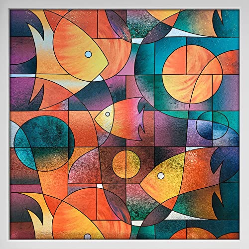 Bdf 3Fsh2 Window Film Fish Stained Glass - 36In X 60In (2 Continuous Patterns) #TOP23