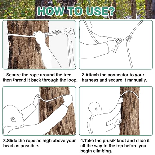 Hunting Reflective Safety Rope for Tree Stand 30ft - Heavy Duty 1300 Lb Rated Hunting Linemans Rope with Adjustable Prusik Knot, Durable Tree Tether for Tree Harness - Thumbnail 7