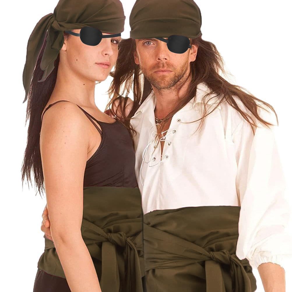 4pcs Pirate Costume Accessory Set for Women Men Eye Patches Bandana Sash Belt Head Scarf Pendant Chain for Medieval Renaissance Fancy Dress Role Play Party Accessories Halloween Skull Skeleton Pendant - Image 3