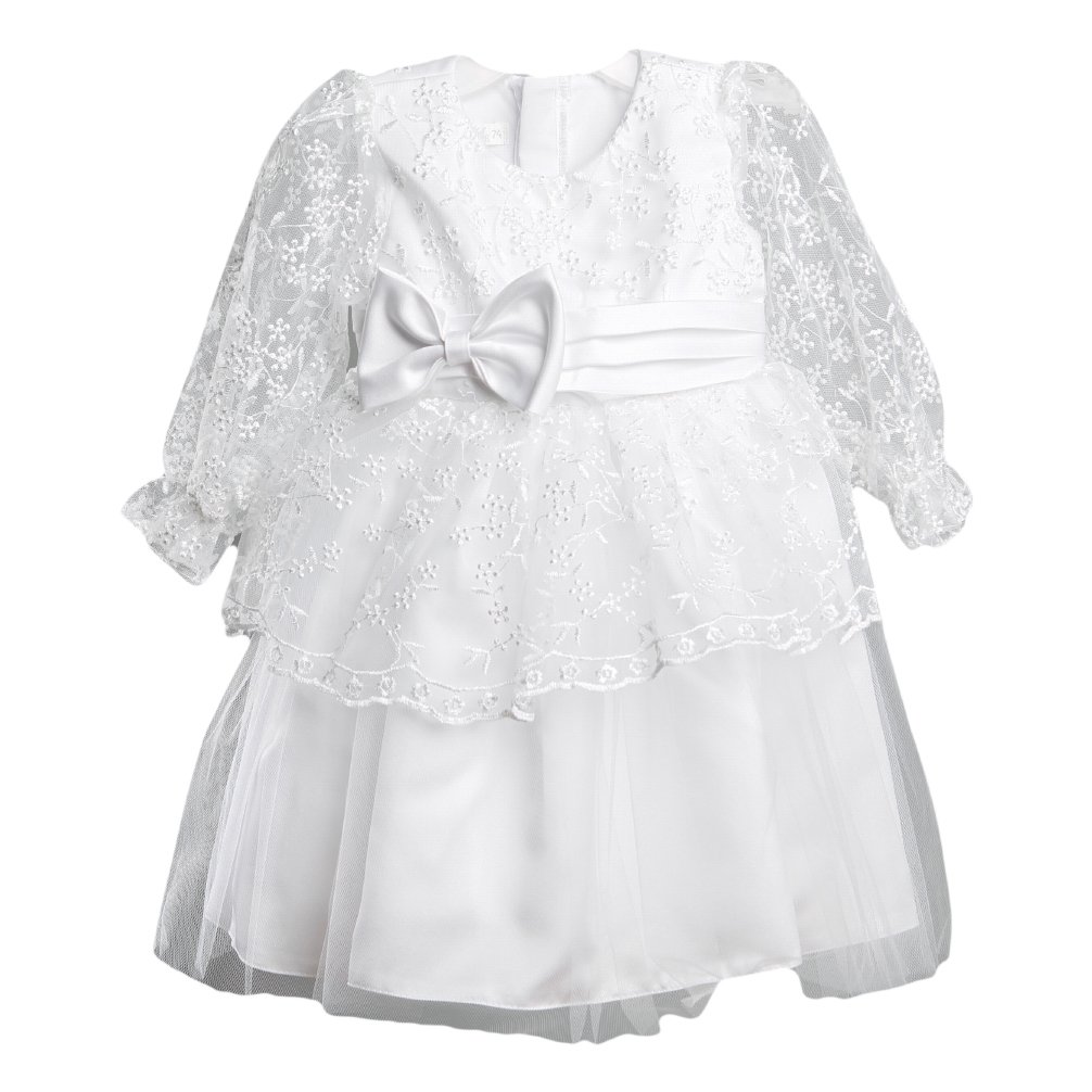 Festkleid Babykleid elegantes Kleid Taufkleid Set inkl. Stirnband creme ivory Modell 4938