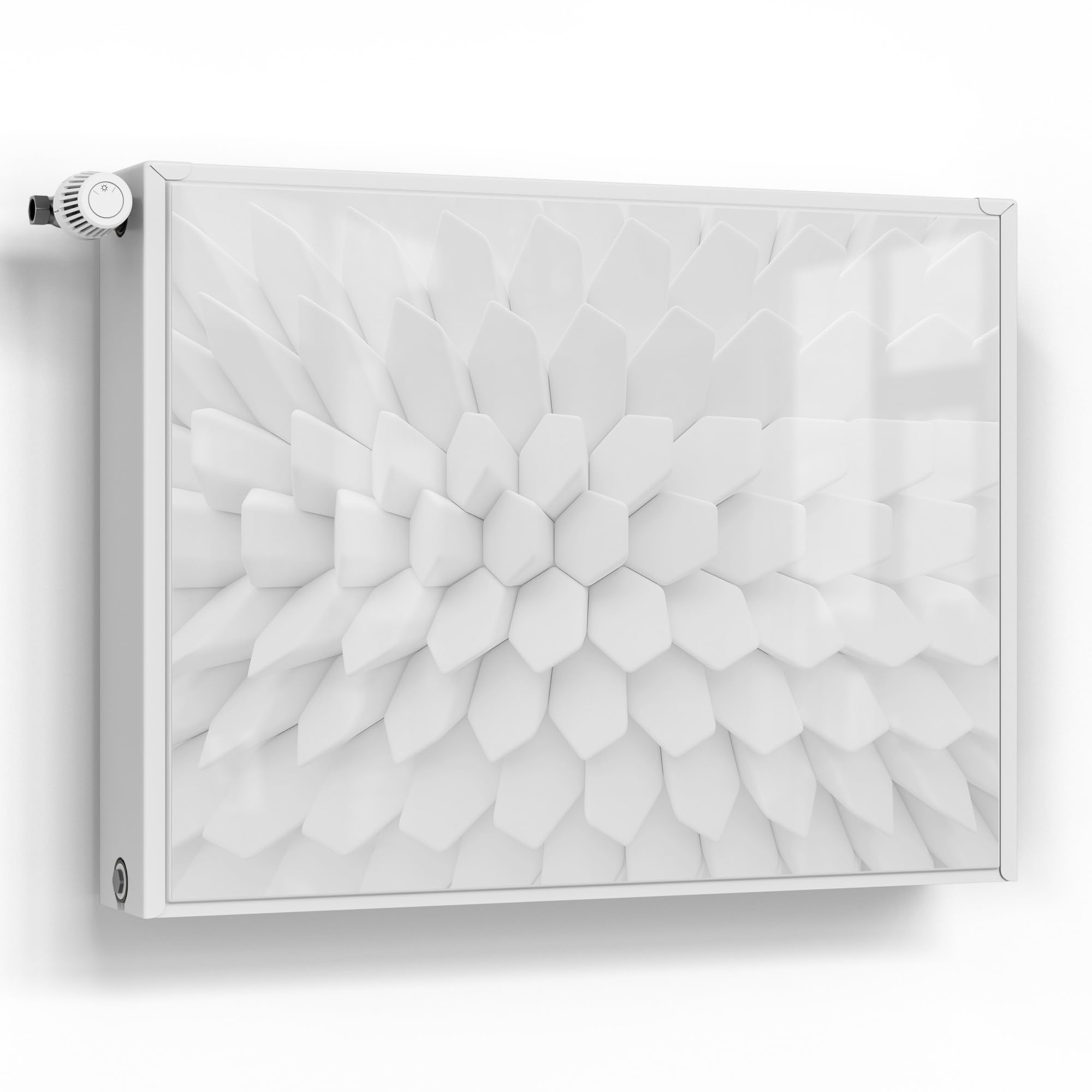 DEQORI Folia magnetyczna do ogrzewania 80 x 60 cm | motyw sześciokątnej harmonii | dekoracyjna mata magnetyczna, ochrona grzejników | magnetyczna folia dekoracyjna, samoprzylepna, magnetyczna i do