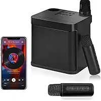 Karaoke, Caixa de Som com Microfone, Karaoke com 2 Microfone Pontuação, Caixa de Som Karaoke 2 Microfone, Caixinha de Som com Microfone, 5 Horas, 110V, 220V