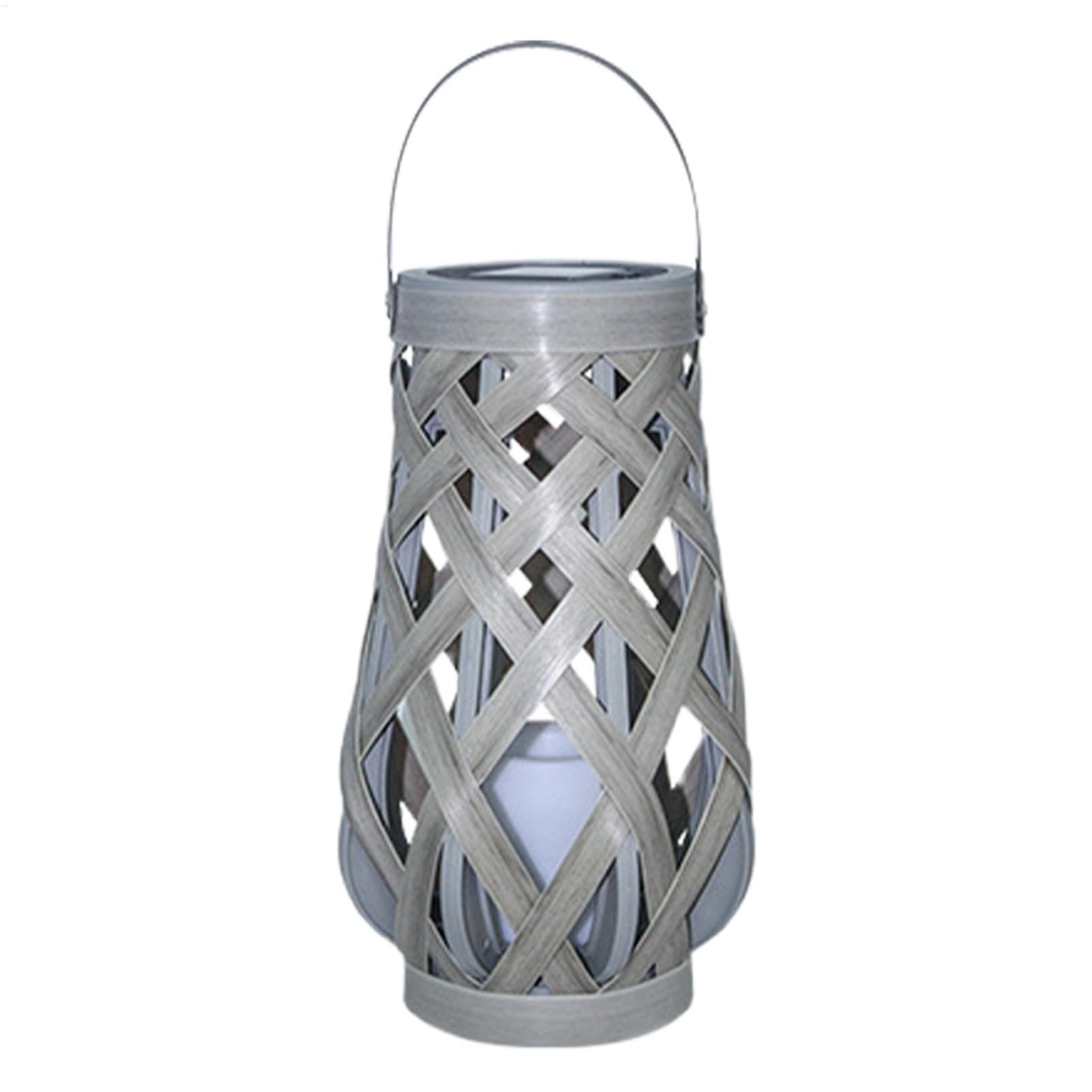 Ranttan Outdoor Chandelier Portable Vintage Rattan Lantern Solar Lantern