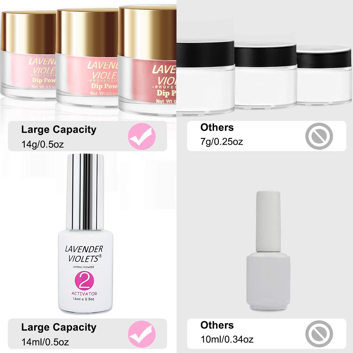 Lavender Violets Fast-Dry Dip-Powder Nail Kit Starter 8 Colors 0.5oz Glitter Red Black Nude Dipping Powder System with Essential Dip Liquid Set n Nail File J751