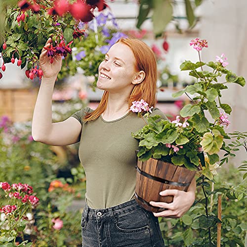 2Pcs Whisky Barrel Planter Wooden Succulent Plant Pot Rustic Wood Flower Pot Bucket Vintage Wine Barrel Planters For Outdoor Plants Halfbarrel Garden Planter #TOP5