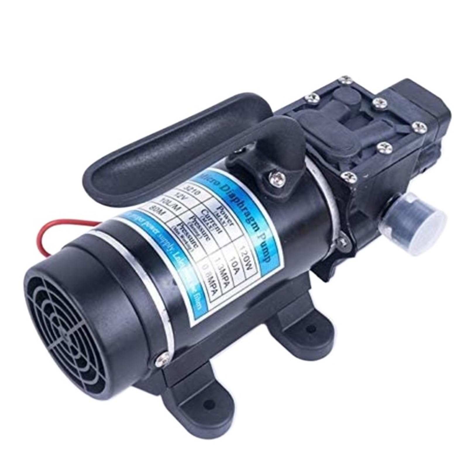 DC 12V 120W 130PSI 10L / Min Agricultural Electric Water Pump Black Micro High Pressure Diaphragm Sprayer Car Wash Smooth Operation Flow Steady Reliable(12V Automatic Switch)