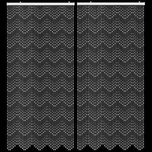 Geecomfy Crystal Beaded Curtain 2 Panels 35.5 X 79 Inches 45 Strands Acrylic Hanging Door Beads String Curtain Room Divider For Doorway Window Living Room Bedroom Decor, Wave Pattern #TOP1