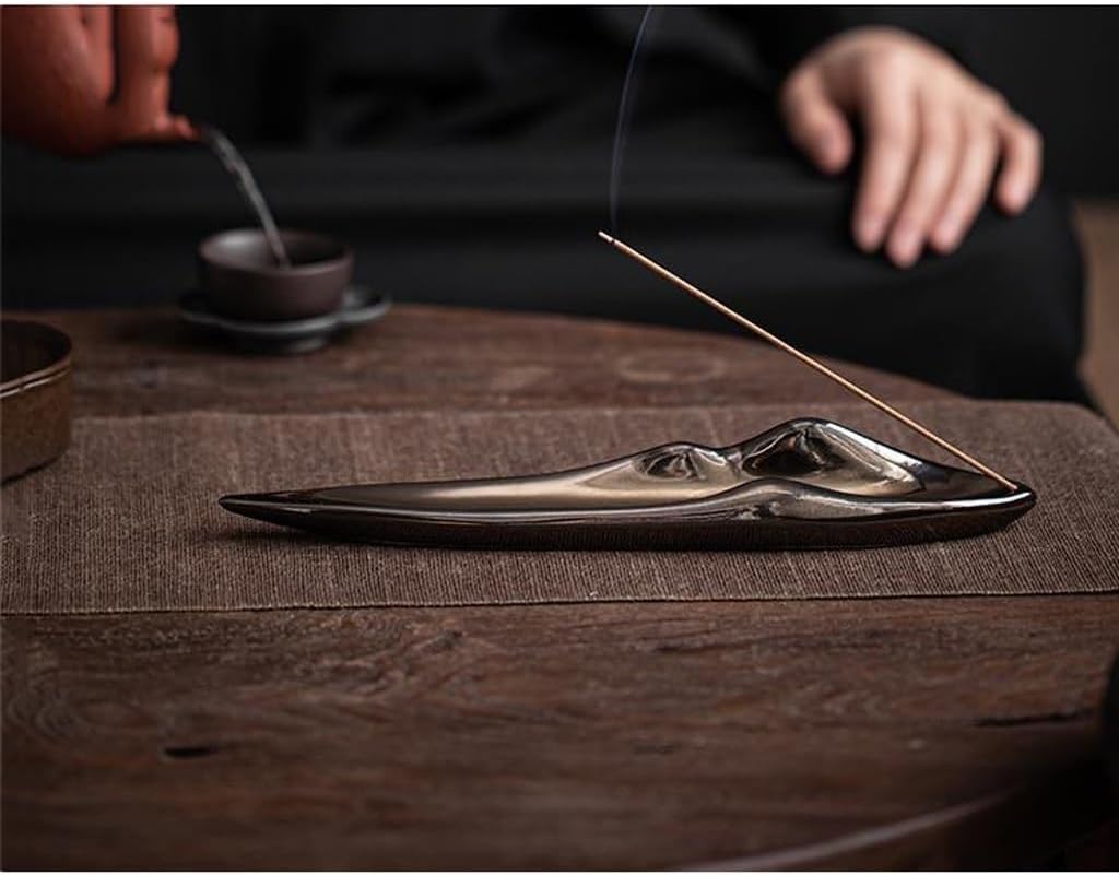 Incense Cone,Backflow 10 Inch Incense Holder, Ceramic Holders, Household Buddha Incense Ash Catcher or Incense Stick Holder Tabletop Censer