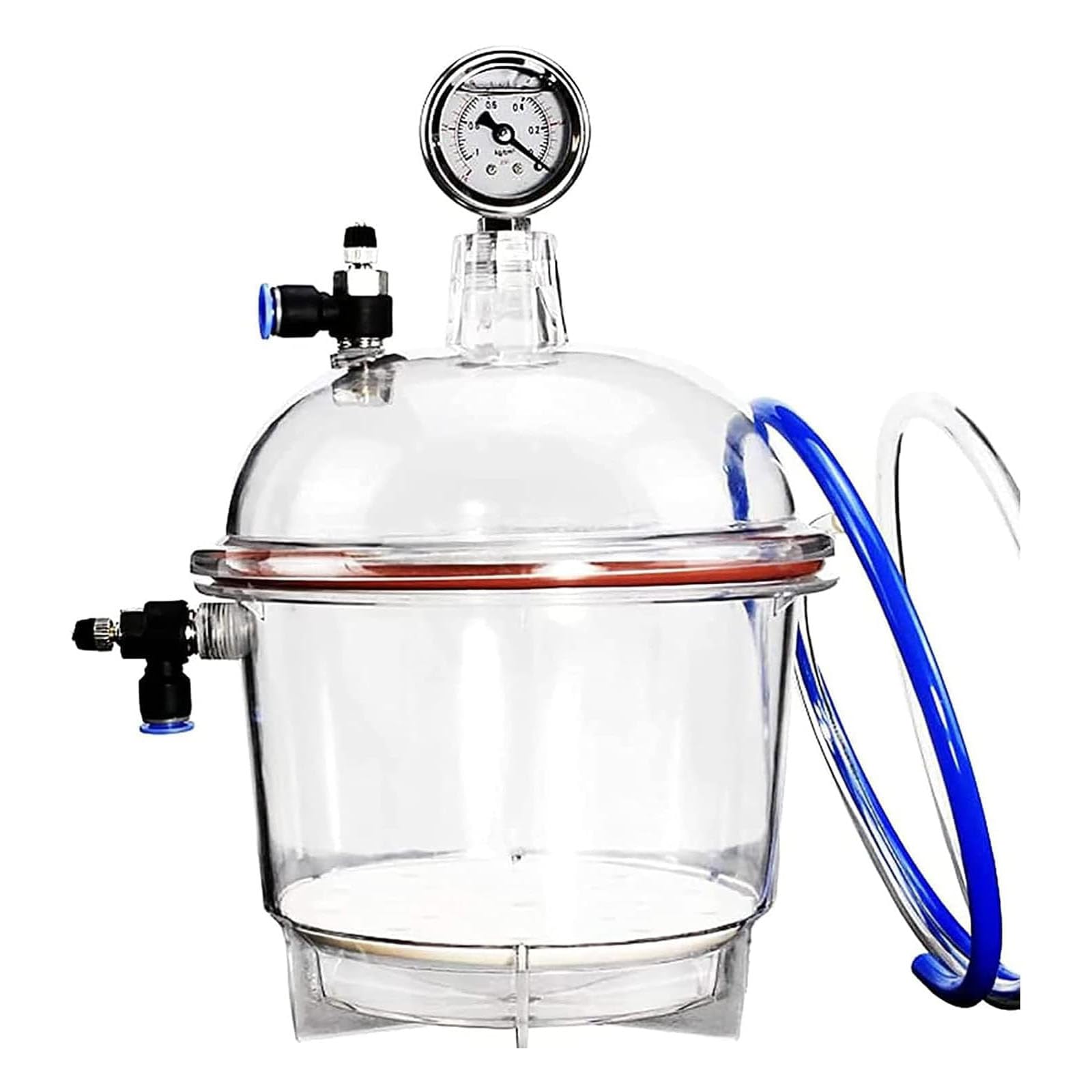 Tarro de almacenamiento de secado al vacío, desecador de vacío de laboratorio con recipiente sellado de doble válvula y manómetro para protección y conservación de la humedad