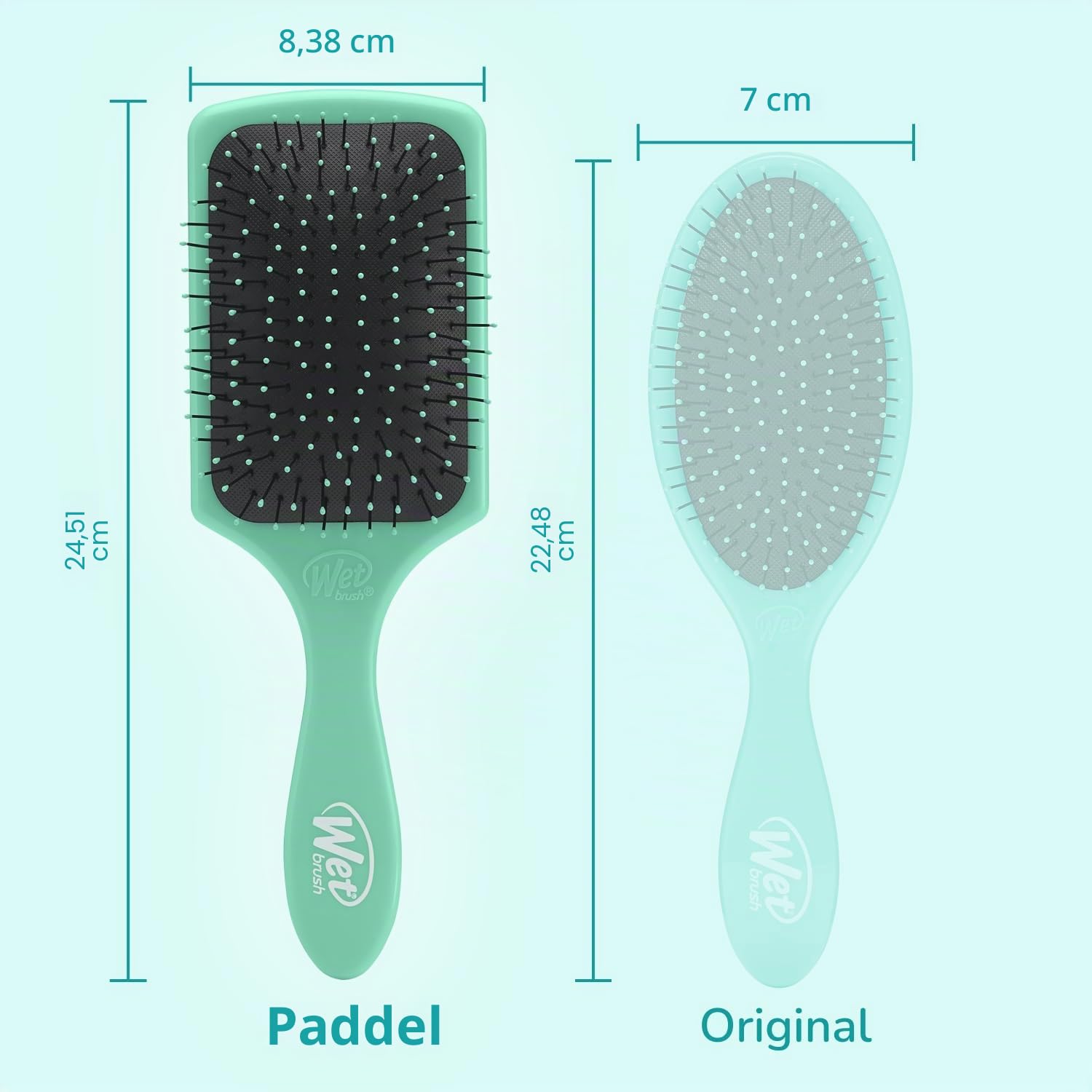 WetBrush Paddle Detangler mit HeatFlex-Borsten und Aquavents zum Trocknen, breitere Oberfläche, entwirrt das Haar mit Leichtigkeit, geeignet für alle Haartypen, Aqua