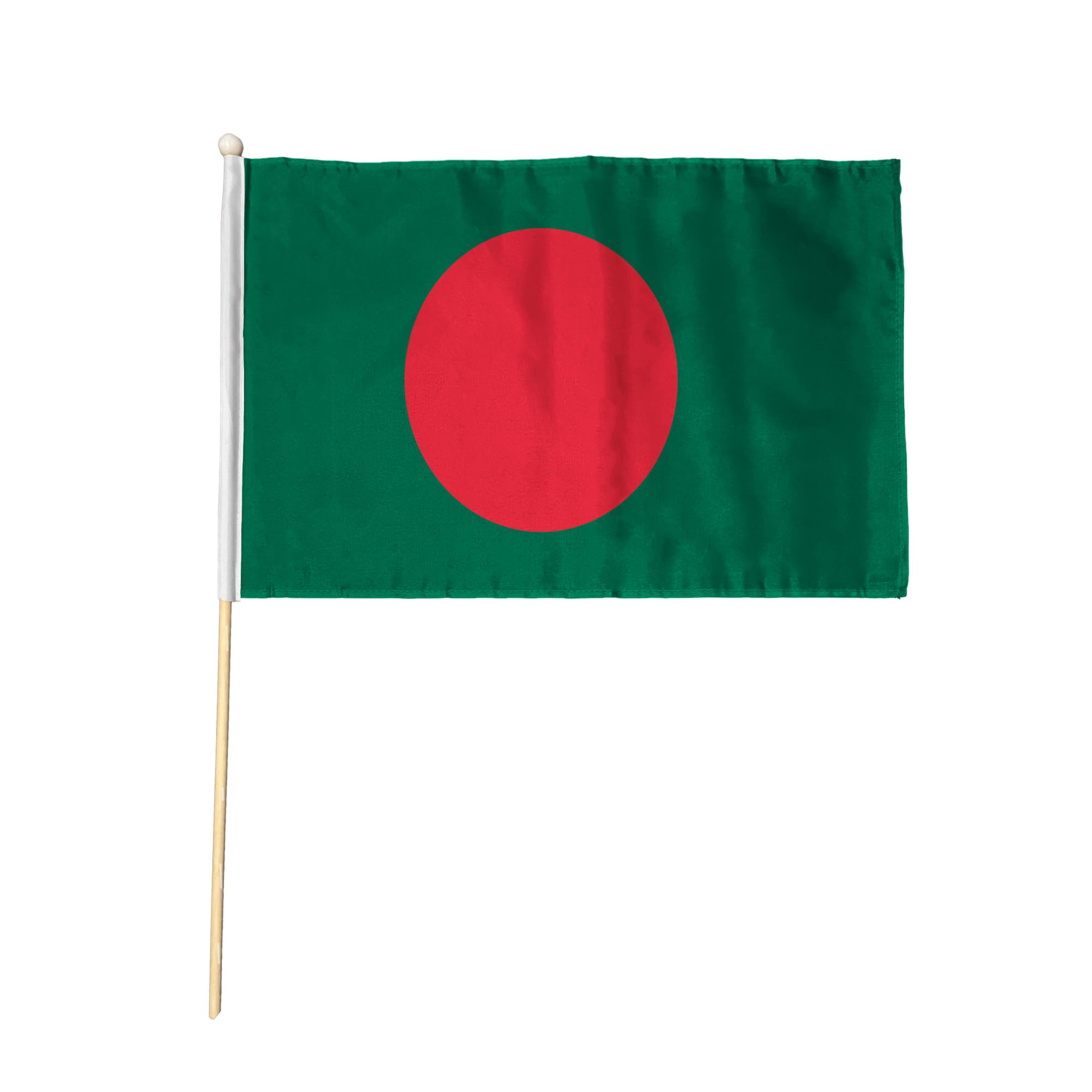 Flagtex Bangladesh Pack of 6 Hand Waving Flag (18x12 Inch Large) - Premium Wooden Stick Hand Flag Big Size Natural Wood Pole Bangladeshi National Flag Events Celebrations International Sports โ image 1