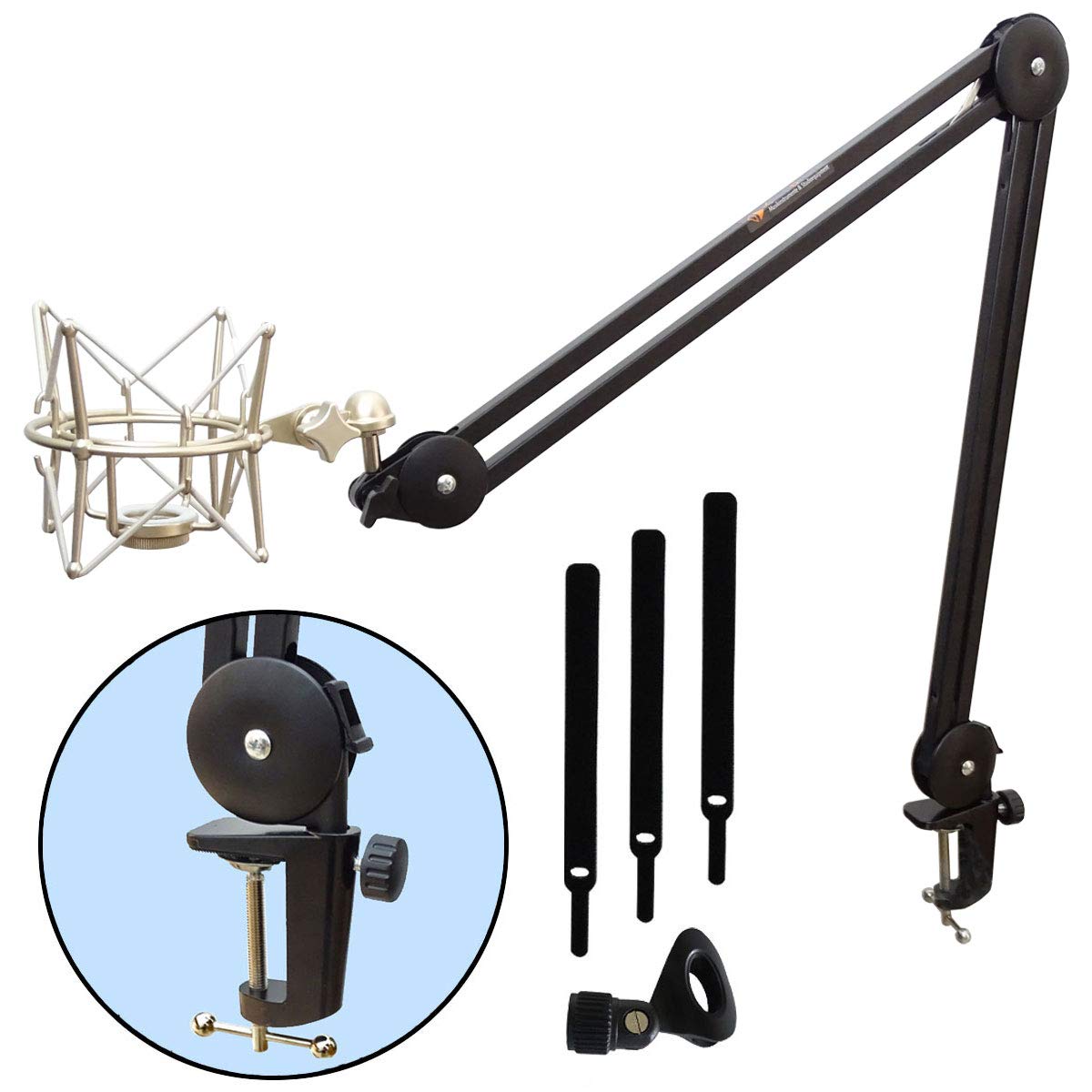 keepdrum MS138 Gelenkarm-Stativ Mikrofonarm + MS088SV Mikrofon-Spinne für Rode Mikrofone