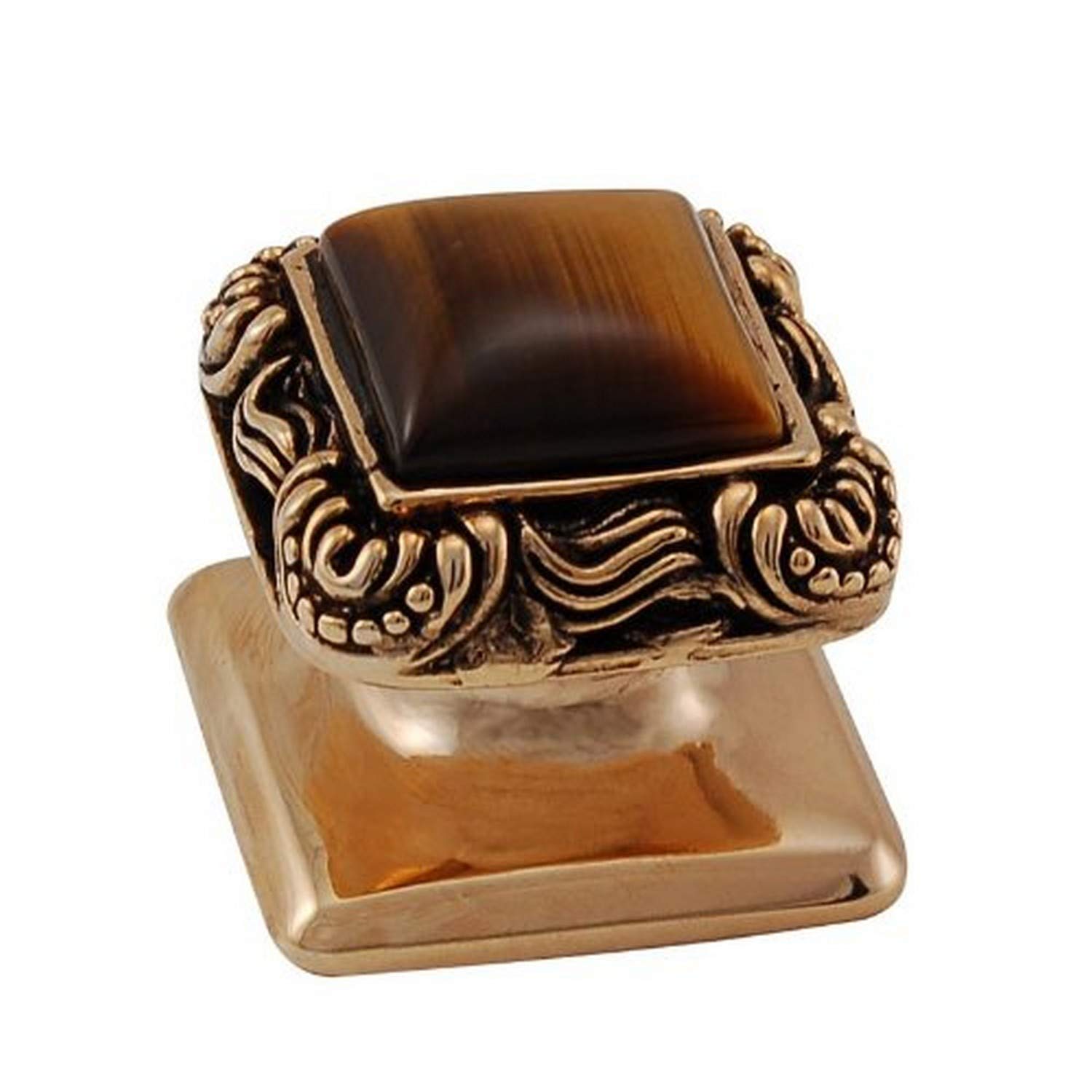 Vicenza DesignsVicenza Designs K1152 Tiger's Eye Gioiello Square Stone Insert Style 6 Knob, Small, Antique Gold