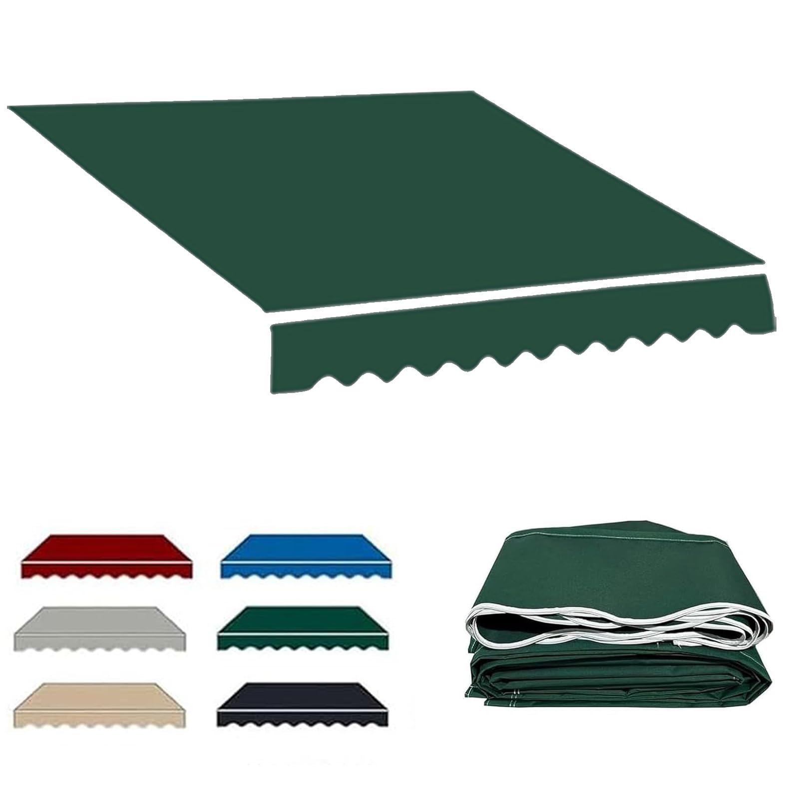 ROFBIHG Retractable Patio Awning Replacement Fabric, Sunshade Patio Awnings Replace Canvas, Weatherproof Replacement Fabric Valance for Yard Garden Windows (Without Frame)(Green,4.5x1.5m(14.7x5ft))