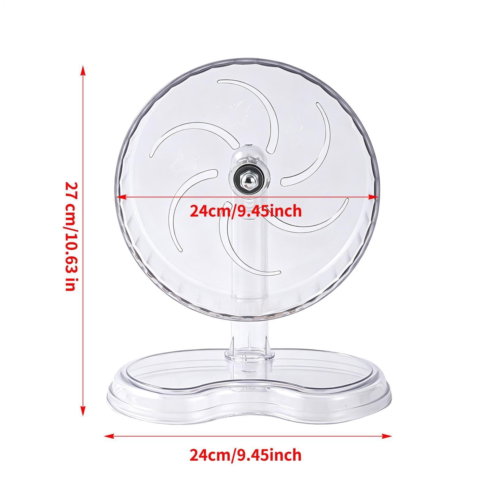 Grande ruota per criceti, 24,9 cm, antiscivolo, trasparente, grande ruota per criceti nani, accessori per esercizi, per piccoli animali, topo, cincillà, riccio, zucchero, aliante, uccello