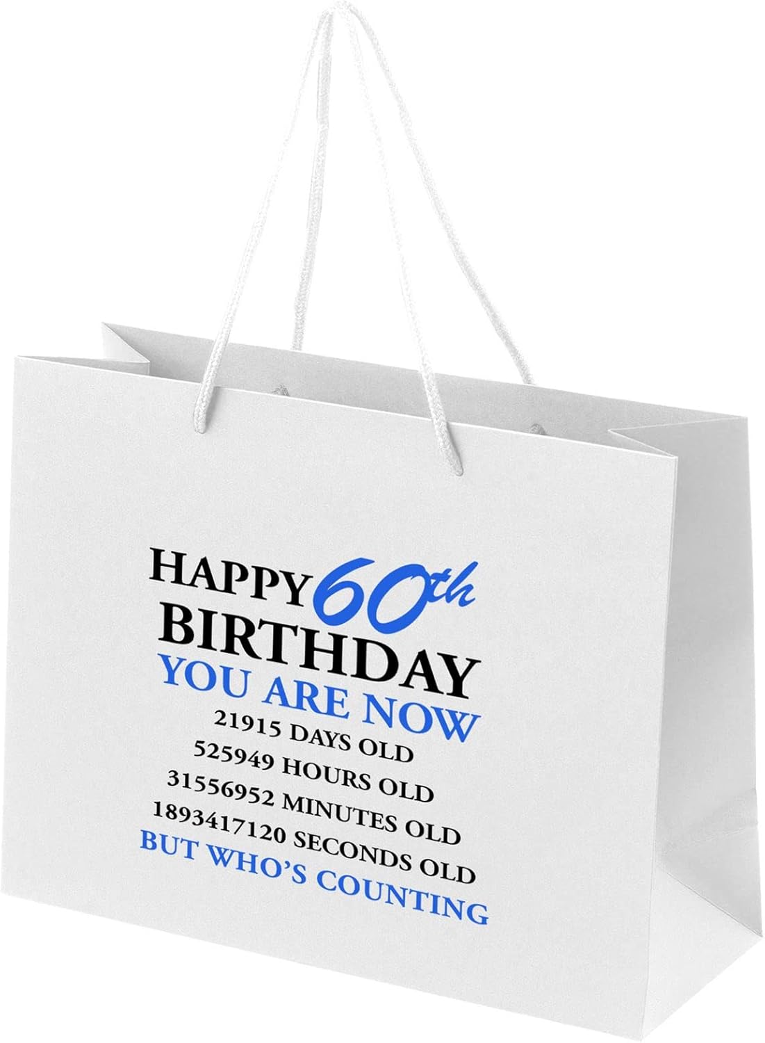 60th Birthday Gift Bags White Paper Gift Bags with Handles for Women