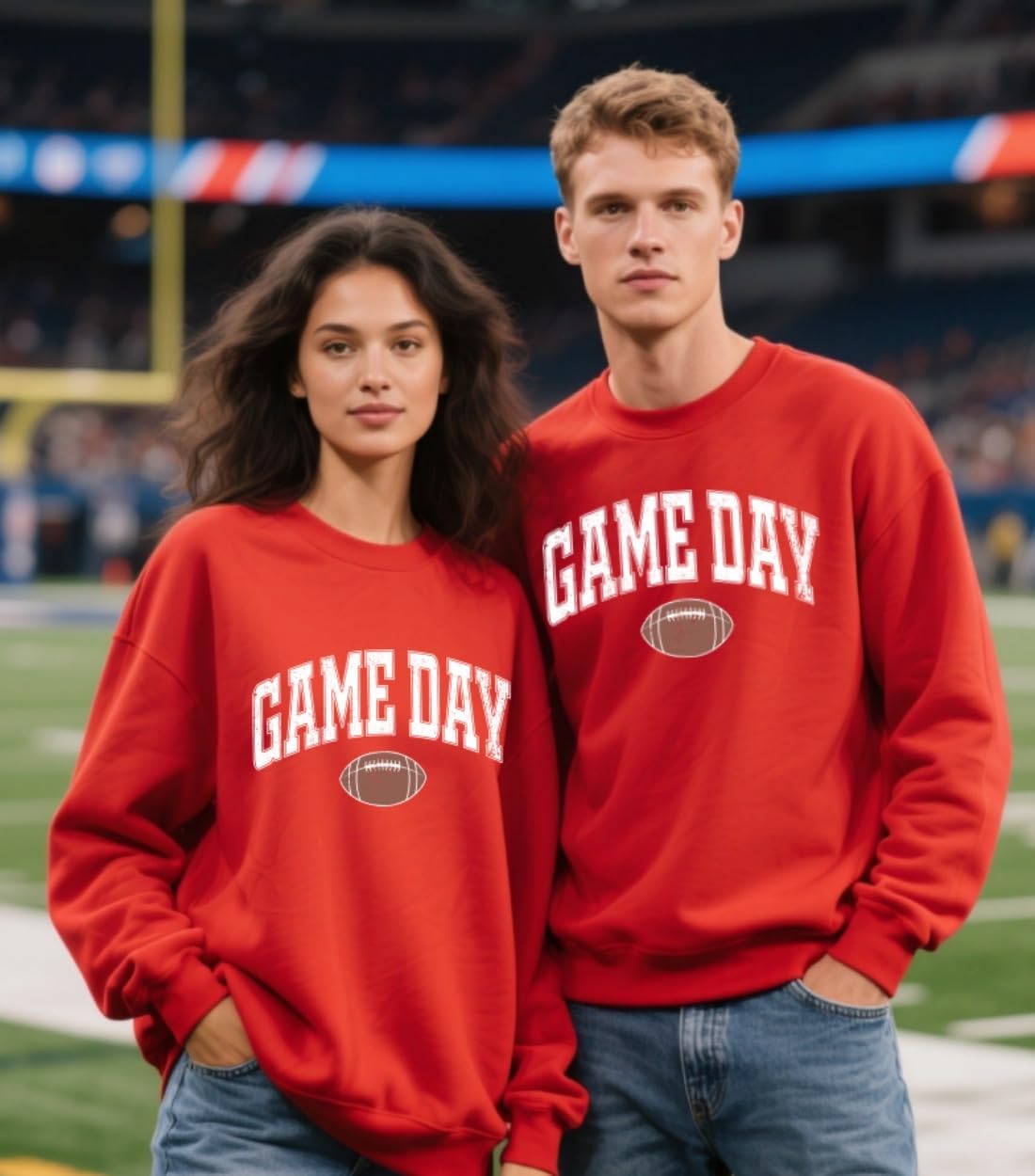 Game Day Sweatshirt for Women Cute Football Graphic Pullover Shirt Football Season Long Sleeve Tops - Image 4