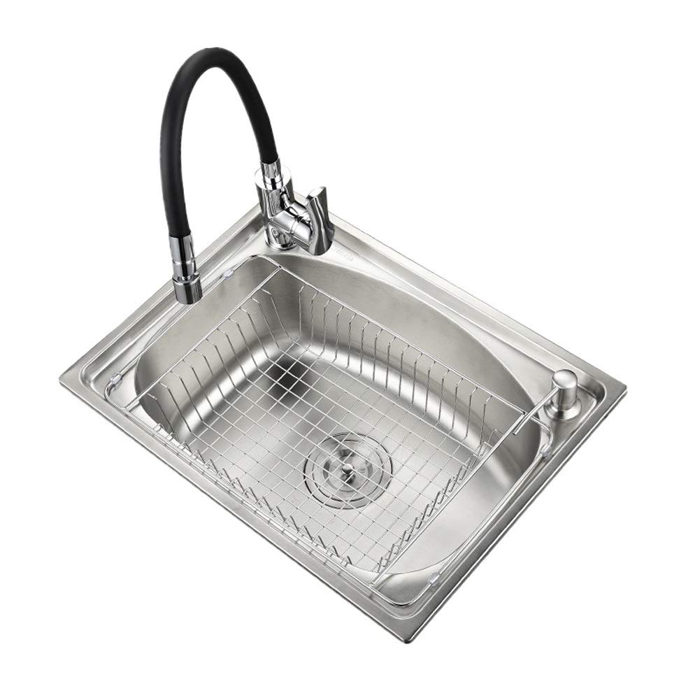 Évier de cuisine carré en acier inoxydable 450x390mm avec siphon et bonde Queiting