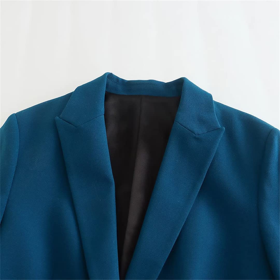 Spring - Conjunto de dos piezas para mujer, con botones, recto, cintura alta, pantalones de pierna ancha, Chaqueta de traje, L