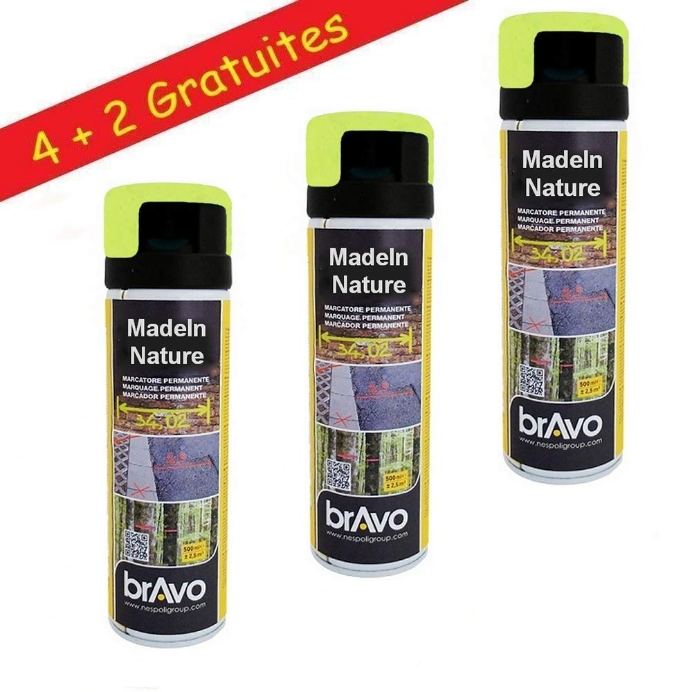 Bombolette di vernice, spray speciale per marcatura e tracciatura permanente, 500 ml, confezione da 6, trattore giallo fluo)