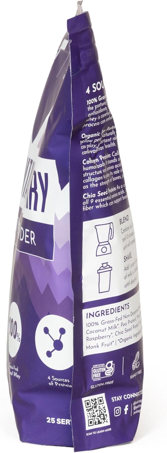 JUST INGREDIENTS Mountain Berry Protein Powder – 30-Serving Blend with 100% Grass-Fed Whey & Organic Plant Proteins – Mixed Berry Flavor with Real Fruit – Supports Muscle Recovery, Energy* - Image 5
