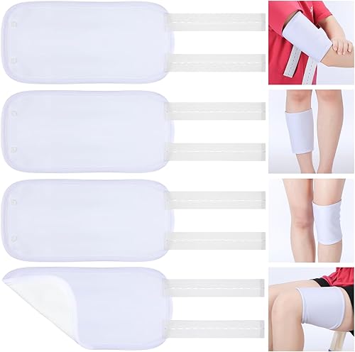 Miniatura 1 de Timgle Paquete de 4 piezas de aceite de ricino para rodilla, aceite de ricino orgánico reutilizable, almohadilla de compresión con correa elástica